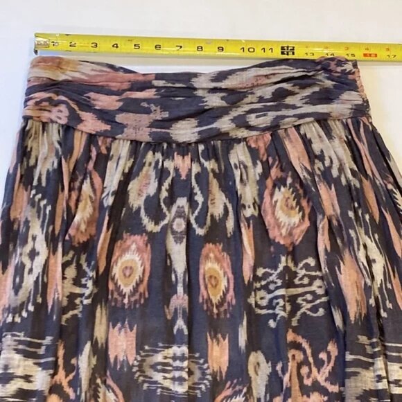 All Saints Alba Ikat Print Silk Cotton Maxi Skirt - Picture 3 of 6